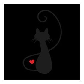 70 cm Kalpli Kedi Folyo Sticker