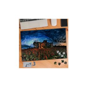 703 Dökme Ev Üstünde Kara Bulutlar 240 Parça Puzzle Yapboz Tablo