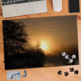 707 Gün Batımında Ağaç Silüeti 240 Parça Puzzle Yapboz Tablo
