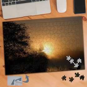 707 Gün Batımında Ağaç Silüeti 240 Parça Puzzle Yapboz Tablo