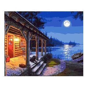 70x90 cm Gecenin Yansıması Sayılarla Boyama Seti Rulo Duvar Sticker