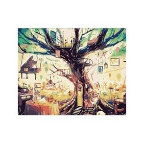 70x90 cm Gizemli Ağaç Sayılarla Boyama Seti Rulo Duvar Sticker