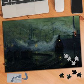 715 Akşam Vakti Dumanlı Tren Yolu 240 Parça Puzzle Yapboz Tablo