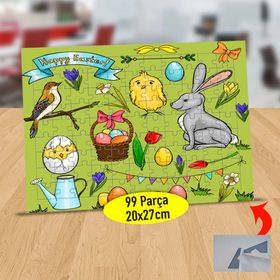 717 Paskalya Bayramı Neşeli Tavşan 99 Parça Puzzle Yapboz Tablo