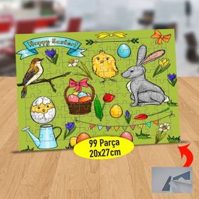 717 Paskalya Bayramı Neşeli Tavşan 99 Parça Puzzle Yapboz Tablo