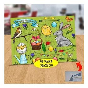 717 Paskalya Bayramı Neşeli Tavşan 99 Parça Puzzle Yapboz Tablo