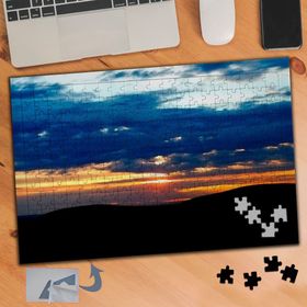 718 Gün Batımında Mavi Turuncu Gök 240 Parça Puzzle Yapboz Tablo