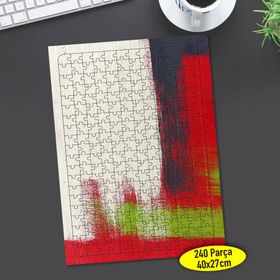 71857392 Beyaz Kırmızı Siyah Boya Deseni 240 Parça Puzzle Yapboz