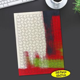 71857392 Beyaz Kırmızı Siyah Boya Deseni 240 Parça Puzzle Yapboz
