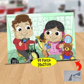 72 Evcilik Oynayan Mutlu İki Arkadaş 99 Parça Puzzle Yapboz Tablo