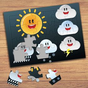 72013 Gülümseyen Güneş Bulutlar Çocuklara Özel Puzzle Yapboz Tablo