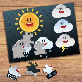72013 Gülümseyen Güneş Bulutlar Çocuklara Özel Puzzle Yapboz Tablo