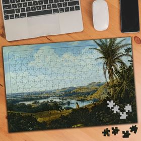 72209 Palmiyeli Göl Manzarası Sanatsal 240 Parça Puzzle Yapboz