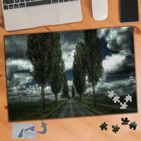 724 Ağaçlı Karayolu Kara Bulut 240 Parça Puzzle Yapboz Tablo