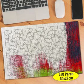 7267 Kırmızı Yeşil Siyah Boya Desenleri 240 Parça Puzzle Yapboz
