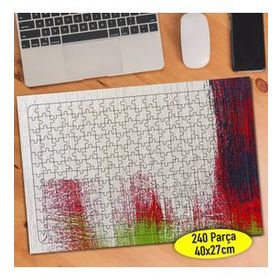 7267 Kırmızı Yeşil Siyah Boya Desenleri 240 Parça Puzzle Yapboz
