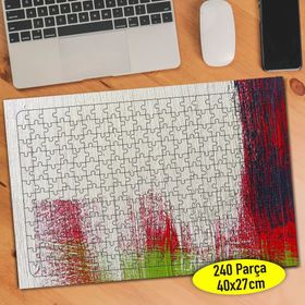 7267 Kırmızı Yeşil Siyah Boya Desenleri 240 Parça Puzzle Yapboz