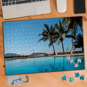 727 Havuz Kenarı Palmiyeler Doğa 240 Parça Puzzle Yapboz Tablo