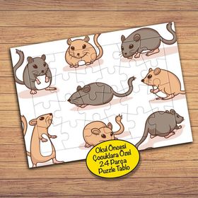 72PZ Oynayan Fareler Çocuklara Özel Puzzle Yapboz Tablo