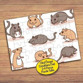 72PZ Oynayan Fareler Çocuklara Özel Puzzle Yapboz Tablo