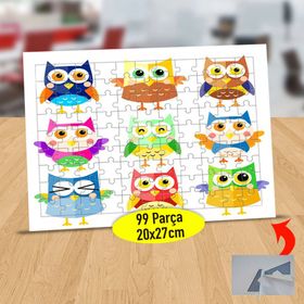 7387 Rengarenk Sevimli Baykuşlar 99 Parça Puzzle Yapboz Tablo