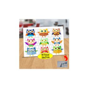 7387 Rengarenk Sevimli Baykuşlar 99 Parça Puzzle Yapboz Tablo