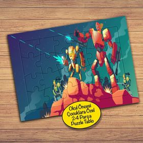 743 Savaşçı Teknolojik Robotlar 24 Parça Çocuklara Özel Yapboz Tablo