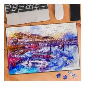 74551 Deniz Kıyısında Evler Teknele 240 Parça Puzzle Yapboz