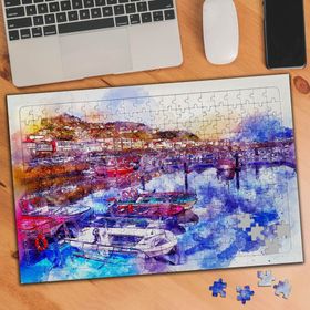 74551 Deniz Kıyısında Evler Teknele 240 Parça Puzzle Yapboz