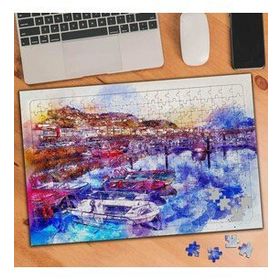 74551 Deniz Kıyısında Evler Teknele 240 Parça Puzzle Yapboz