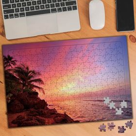 74704 Kızıl Gökyüzü Kumsaldaki Ağaçlar 240 Parça Puzzle Yapboz