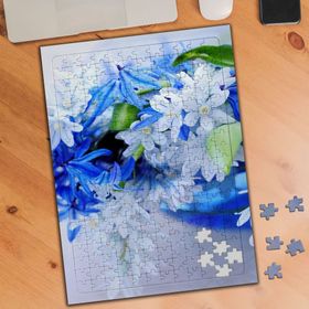 74784 Mavi ve Beyaz Güzel Çiçekler 240 Parça Puzzle Yapboz
