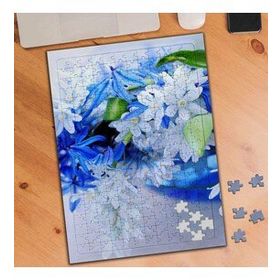74784 Mavi ve Beyaz Güzel Çiçekler 240 Parça Puzzle Yapboz