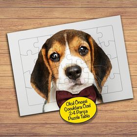 74785 Papyonlu Sevimli Köpek 24 Parça Çocuklara Özel Yapboz Tablo