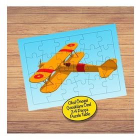 7491312 Turuncu Retro Uçak 24 Parça Çocuklara Özel Yapboz Tablo