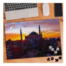 74987 Gün Batımı Sarı Gökyüzü ve Camii 240 Parça Puzzle Yapboz