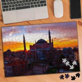 74987 Gün Batımı Sarı Gökyüzü ve Camii 240 Parça Puzzle Yapboz