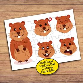 74PZ Tatlı Sincap Hayvan Çocuklara Özel Puzzle Yapboz Tablo