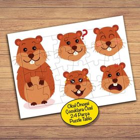 74PZ Tatlı Sincap Hayvan Çocuklara Özel Puzzle Yapboz Tablo