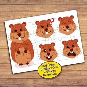 74PZ Tatlı Sincap Hayvan Çocuklara Özel Puzzle Yapboz Tablo