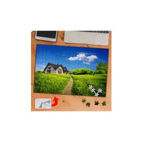 75 Müstakil Şirin Ev Manzarası 240 Parça Puzzle Yapboz Tablo