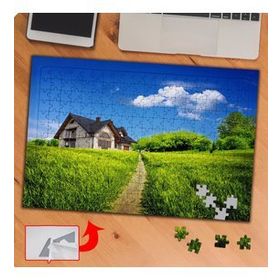 75 Müstakil Şirin Ev Manzarası 240 Parça Puzzle Yapboz Tablo