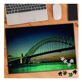 75017 Yeşil Renkte Demir Köprü Manzarası 240 Parça Puzzle Yapboz