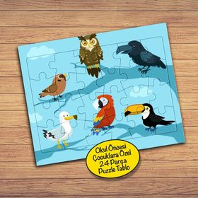 7505569 Daldaki Kuş Türleri 24 Parça Çocuklara Özel Yapboz Tablo