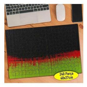 7509 Kırmızı Yeşil Siyah Boya Desenleri 240 Parça Puzzle Yapboz
