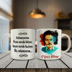 75132 Oğuz Atay Söz Yazılı Tasarım Hediyelik Kupa Bardak