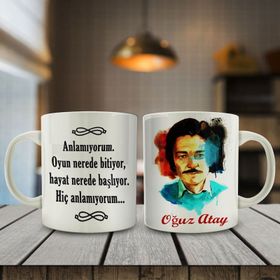 75132 Oğuz Atay Söz Yazılı Tasarım Hediyelik Kupa Bardak