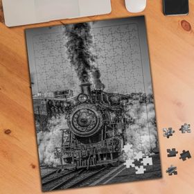 75221 Gri Resim Buharlı Lokomotif 240 Parça Puzzle Yapboz