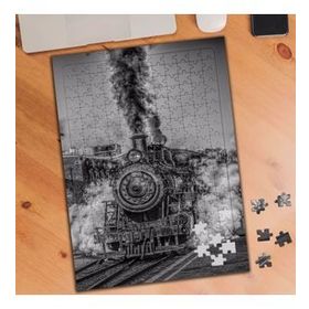75221 Gri Resim Buharlı Lokomotif 240 Parça Puzzle Yapboz