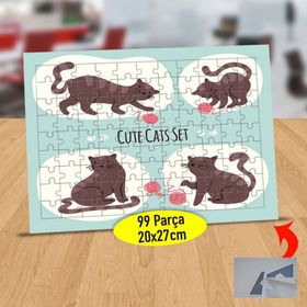 7538812 Oyun Oynayan Sevimli Kedi 99 Parça Puzzle Yapboz Tablo